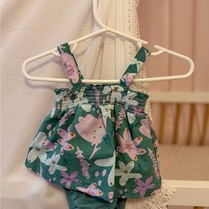 Carter's Green Floral Newborn Baby Dress